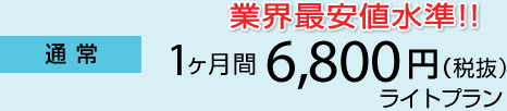 通常：1ヶ月間 5,800円（税抜） ライトプラン