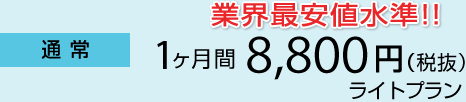 通常：1ヶ月間 8,800円（税抜） ライトプラン